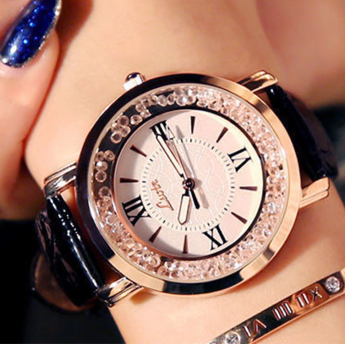 【冬セール開催中】 358【人気商品】レディース 腕時計 クォーツ 黒色 お洒落 アイテム 腕時計(アナログ)