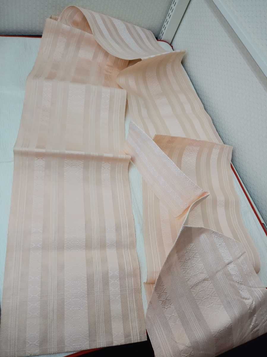 YA3886 和装　紗献上　夏博多帯　八寸名古屋帯　化繊　巾→約30㎝/裄→約3m52㎝　リメイク素材　リサイクル品_画像2