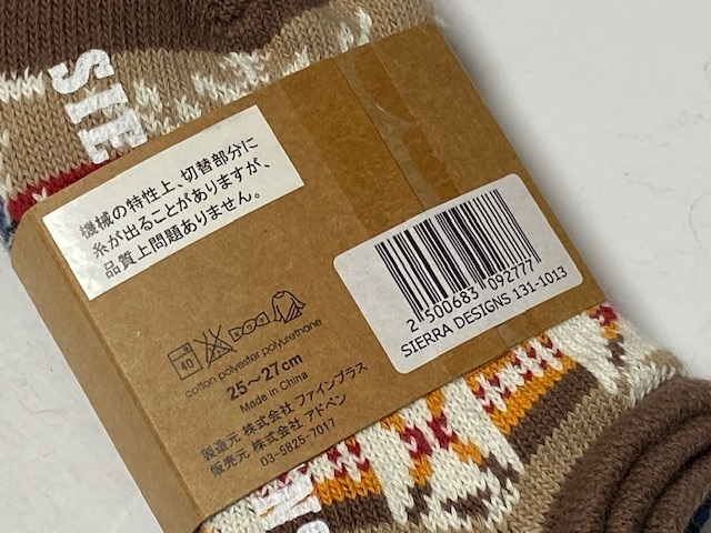 SIERRA DESIGNES Sierra Design socks 25-27.3 pair collection exhibition unused goods A