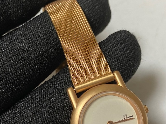 スカーゲン SKAGEN 丸型 1990復刻 モデル Limited Edition 4SRR1 スチール メッシュベルト レディースサイズ 展示未使用品 電池交換済_画像6