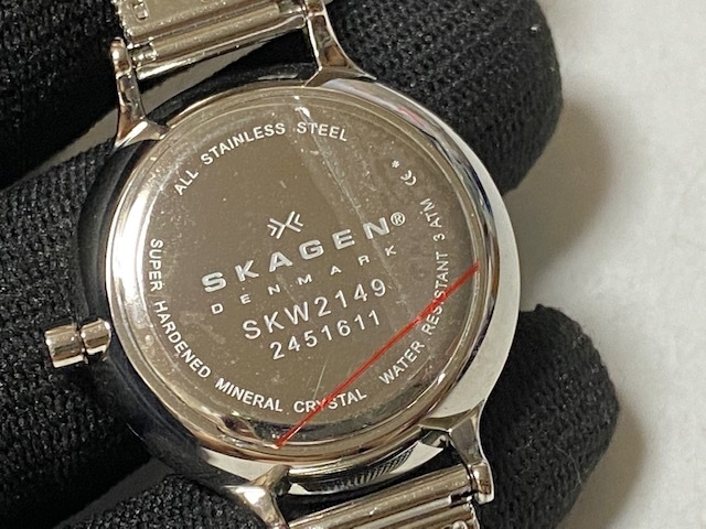 スカーゲン SKAGEN 丸型 スチール メッシュベルト SKW2149 レディースサイズ 展示未使用品 電池交換済_画像8