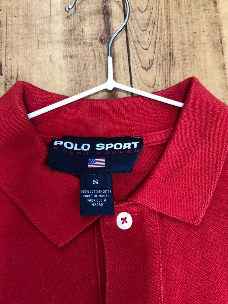 90年代 POLO SPORTS RALPH LAUREN ポロスポーツ　半袖ポロシャツ　Sサイズ レッド　ヴィンテージ_画像2