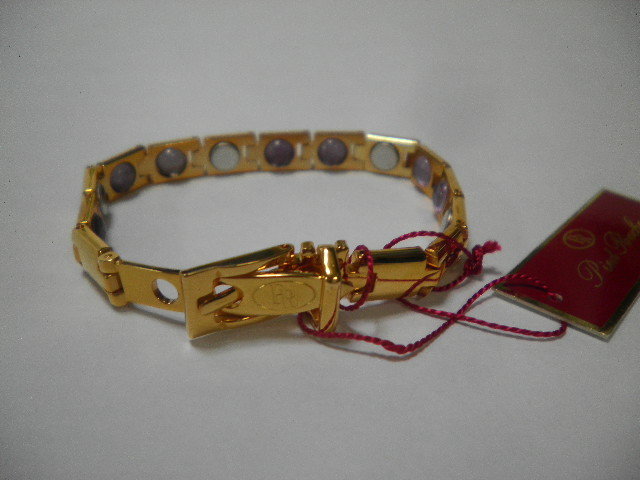 pied rochepie draw che * liquidation goods / new goods /L size * magnetism & crystal bracele (k18GP)* gold group color 