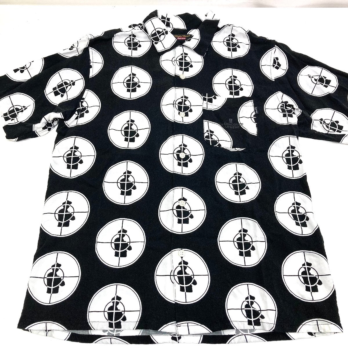 e)Supreme シュプリーム 18ss/UNDERCOVER/Public Enemy/Rayon Shirt/半袖シャツ サイズS レーヨン ブラック メンズ ※ 中古_画像1