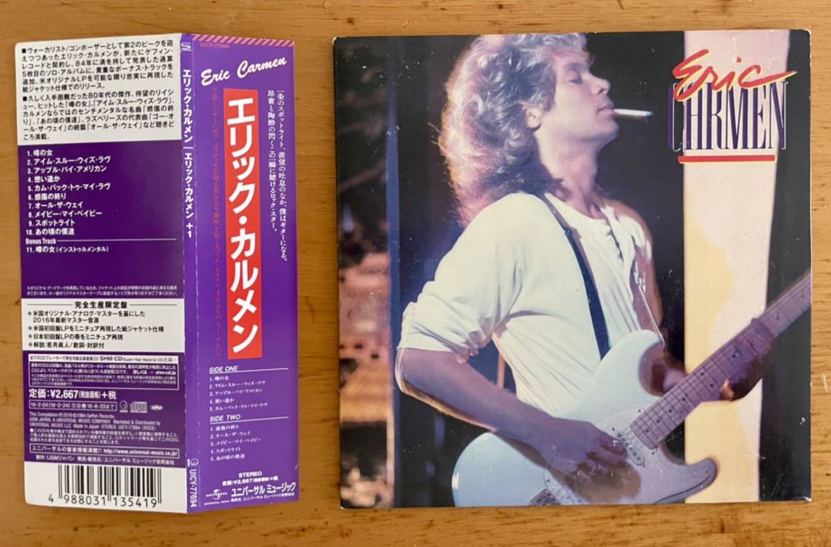 紙ジャケ】エリック・カルメン「Eric Carmen +1」国内盤帯付き 紙ジャケ】エリック・カルメン「Eric Carmen +1」国内盤帯付き