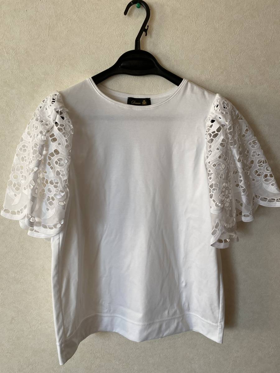 新品)Drawer☆2022SS コットンレースクルーネック カットソー | www
