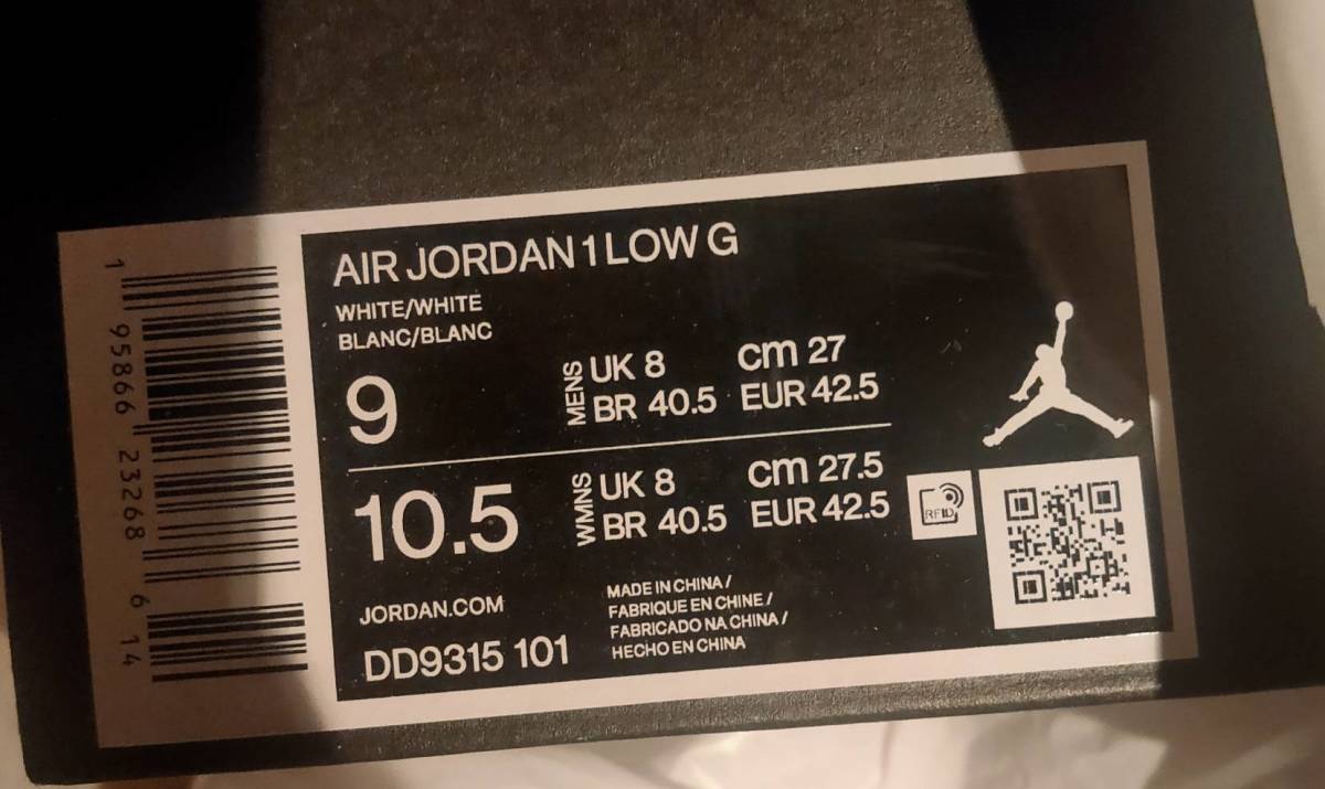 新品・未使用品 Nike Air Jordan 1 Low Golf Triple White 27㎝