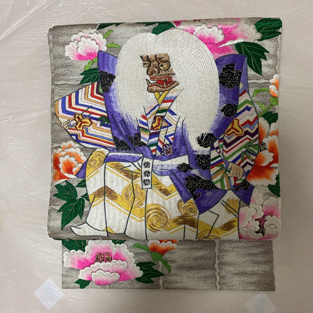 アンティーク 刺繍 丸帯 團十郎 連獅子 | fcdunav.bg