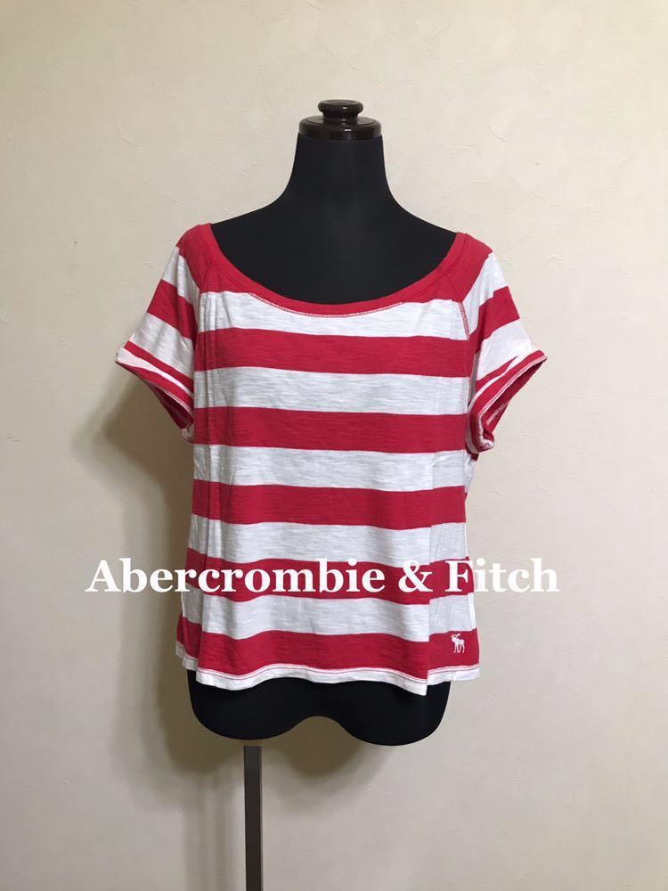 Abercrombie&Fitch A&F アバクロンビー&フィッチ カットソー ボーダー Tシャツ レディース トップス 半袖 サイズM_画像1