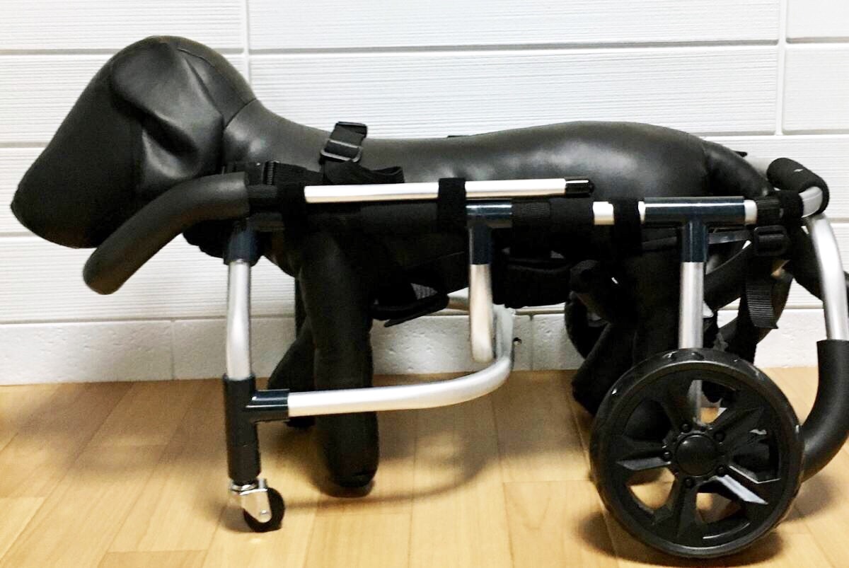 □犬の車椅子 中型犬用4輪 9～18kg位 背高～45cm位 顎乗せ付き 歩行器
