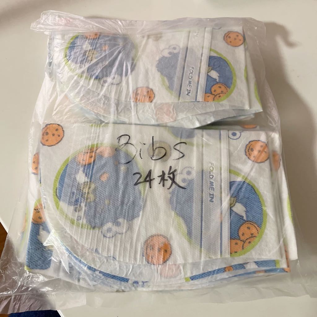[ unused ]24 sheets cost kobi booster Bibsters apron Sesame Street baby's bib disposable Cookie Monster costco baby bib 