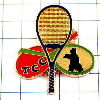  pin badge * tennis. racket . bear * France limitation pin z* rare . Vintage thing pin bachi