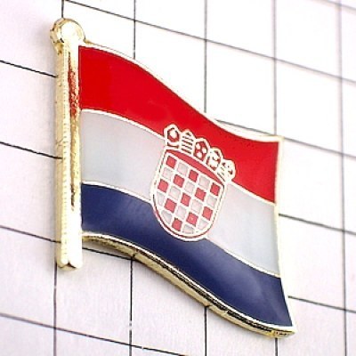 ピンバッジ◆クロアチア 国旗デラックス薄型キャッチ付き 市松模様の紋章 ピンズ CROATIA ZASTAVA FLAG ピンバッチ タイタック_画像2