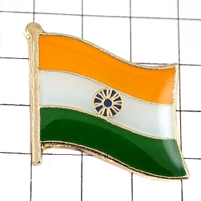 ピンバッジ◆インド 国旗デラックス薄型キャッチ付き 法輪 ピンズ INDIA FLAG ピンバッチ タイタック_画像1