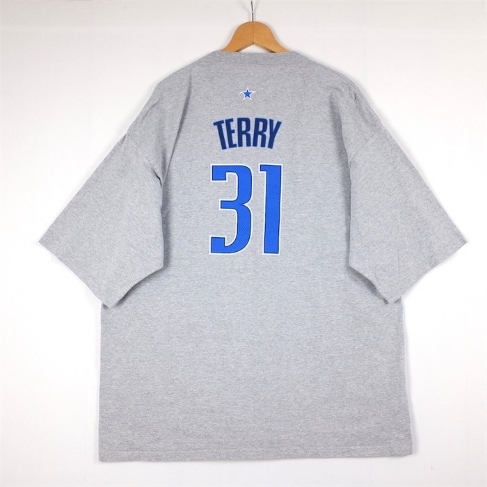 Reebok Reebok вырез лодочкой короткий рукав принт футболка мужской US-2XL размер NBA Dallas Mavericks #31 TERRY. серый большой XXL t-2262n