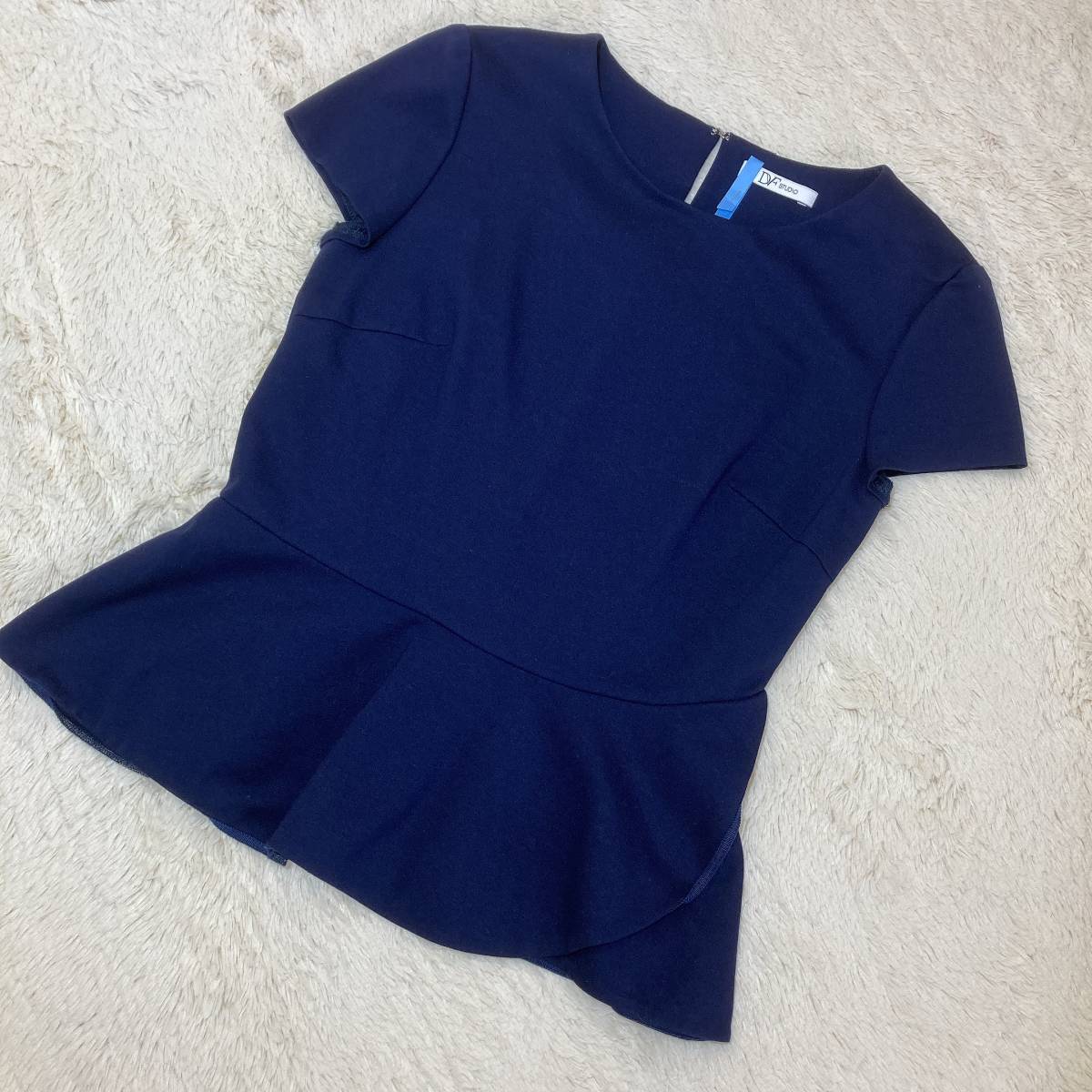 A538 прекрасный товар!#DF STUDIO* темно синий / джерси * короткий рукав cut блуза #4