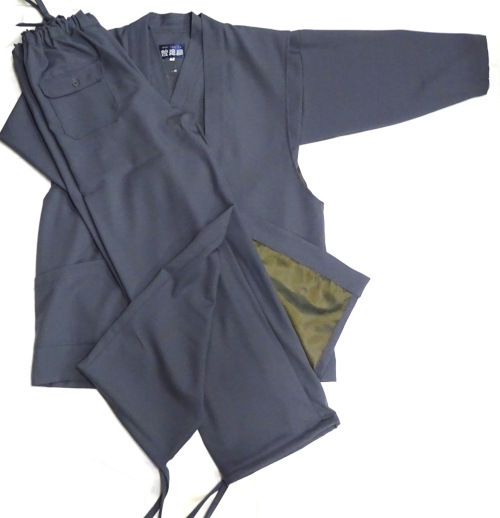 スーパーセール期間限定 純ウール作務衣・陣羽織セット（グレー）　日本製 作務衣