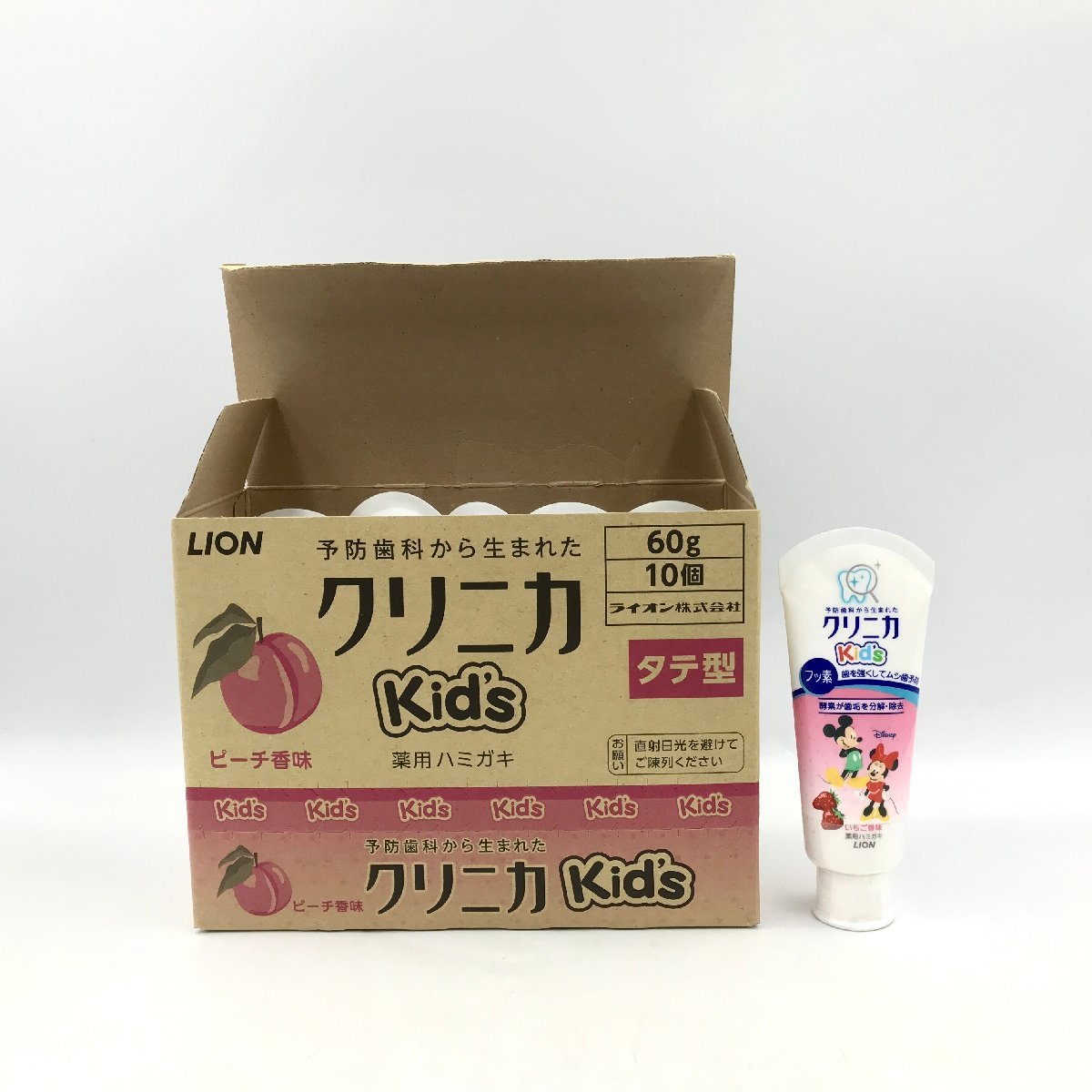 ▽ LION ライオン クリニカ キッズ ハミガキ いちご香味 （薬用ハミガキ） 60g 11本セット 未開封 フッ素 酵素 キシリトール【医薬部外品】_画像1