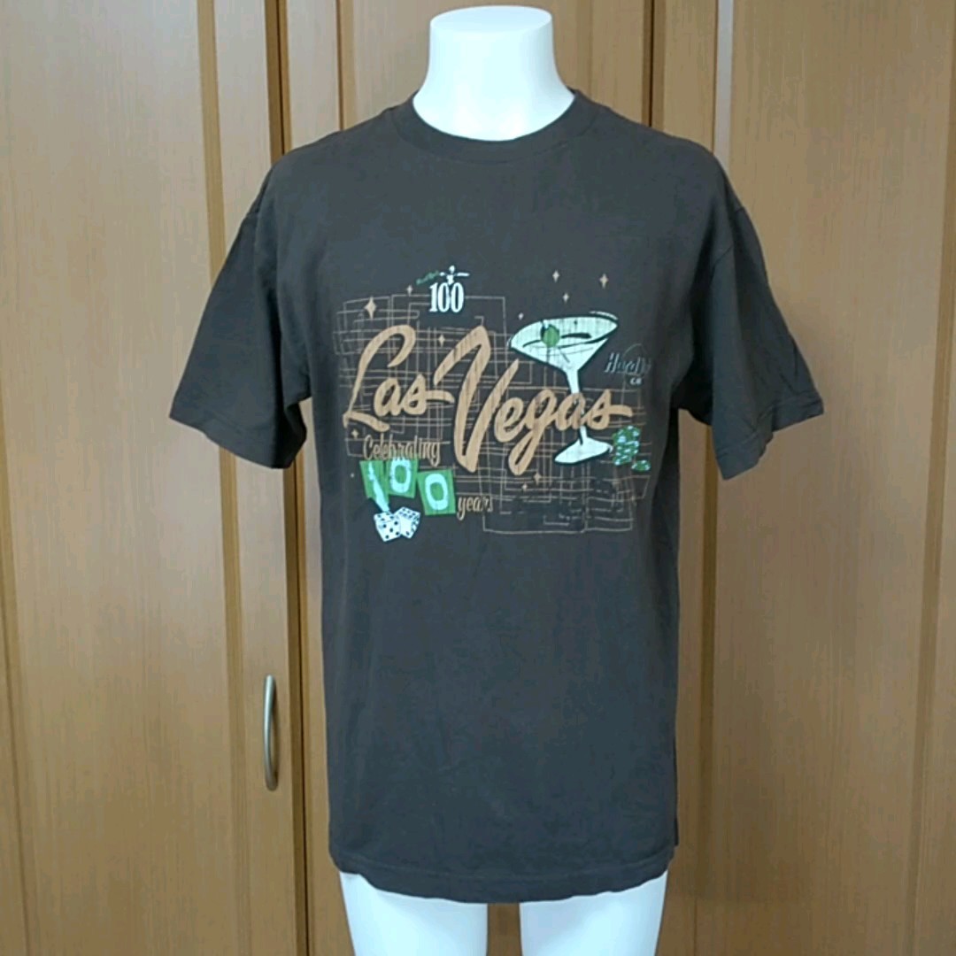 Hard Rock Cafe半袖TシャツM　ブラウン　Las Vegasラスベガスカジノ ハードロックカフェ　100年のお祝い