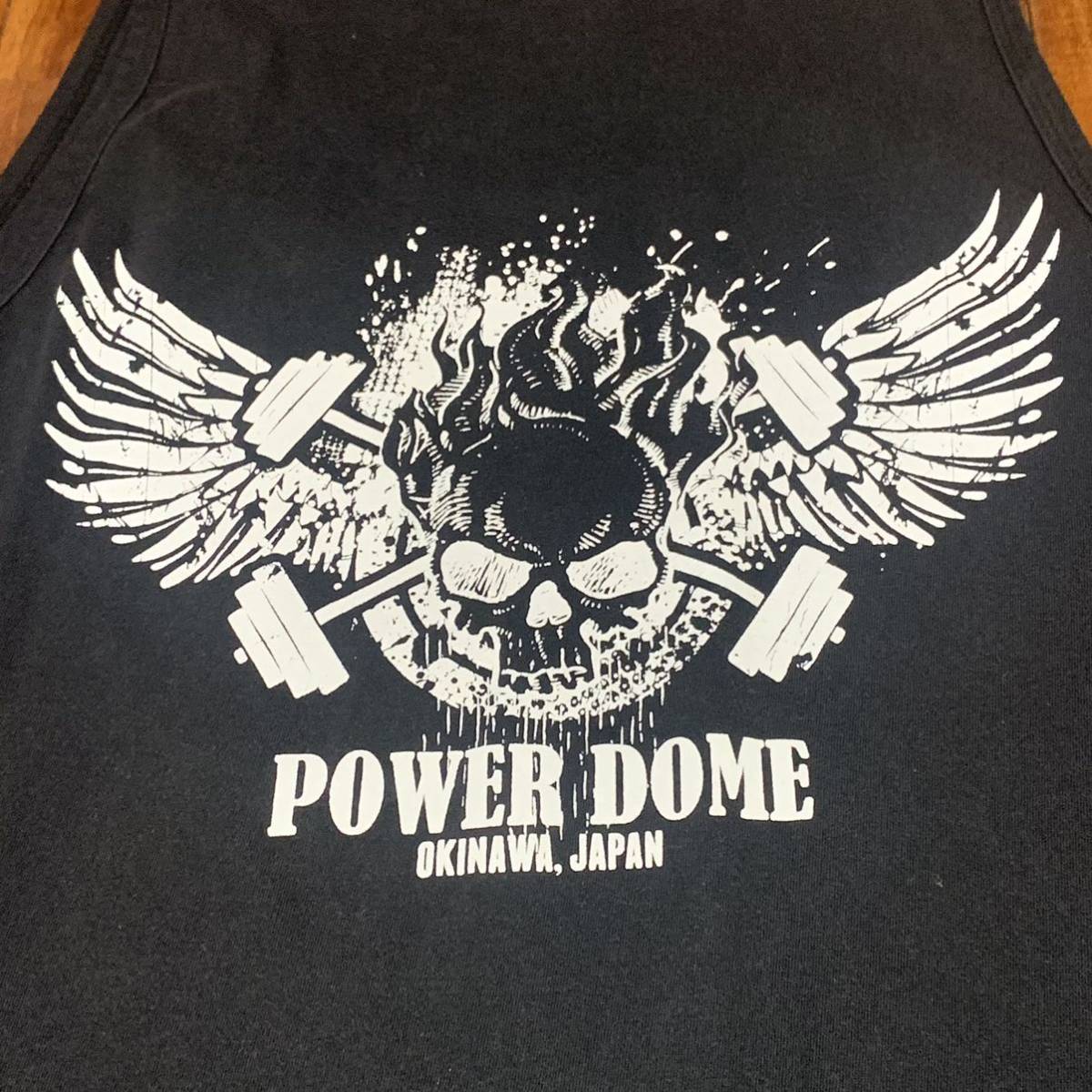 沖縄 米軍放出品 POWER DOME タンクトップ ノースリーブTシャツ トレーニング ランニング 筋トレ スポーツ MEDIUM ブラック (管理番号FG41)_画像3