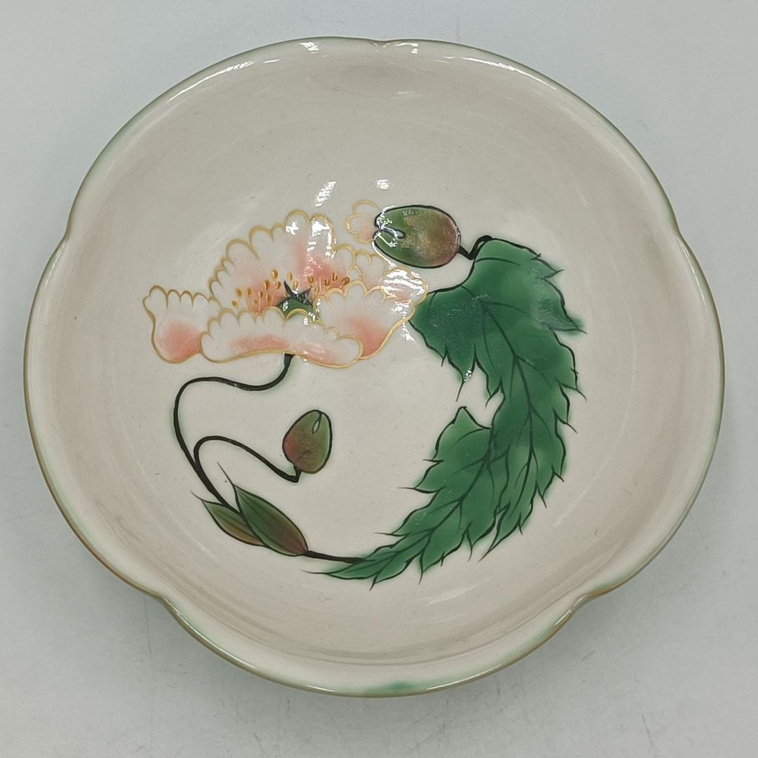 陶あん京焼清水焼 伝統工芸色絵付け 花輪鉢 牡丹絵付 菓子鉢取り鉢にも