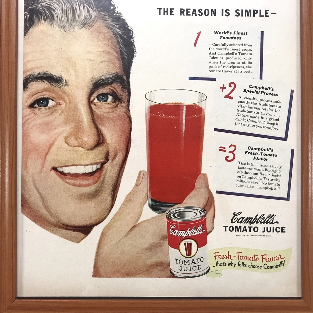 ■即決◆1949年(昭和24年) Campbell’s キャンベル トマトジュース 缶【B4-7258】アメリカ ビンテージ雑誌広告【B4額装品】当時物 ★同梱可_画像5