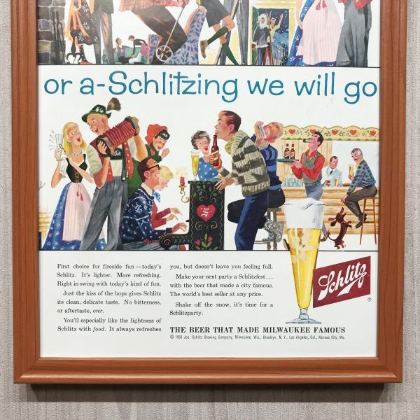 ◆即決◆1958年(昭和33年) Schlitz Beer シュリッツ ビール【B4-6017】アメリカ ビンテージ雑誌広告【B4額装品】当時物/本物広告 ★同梱可_画像5