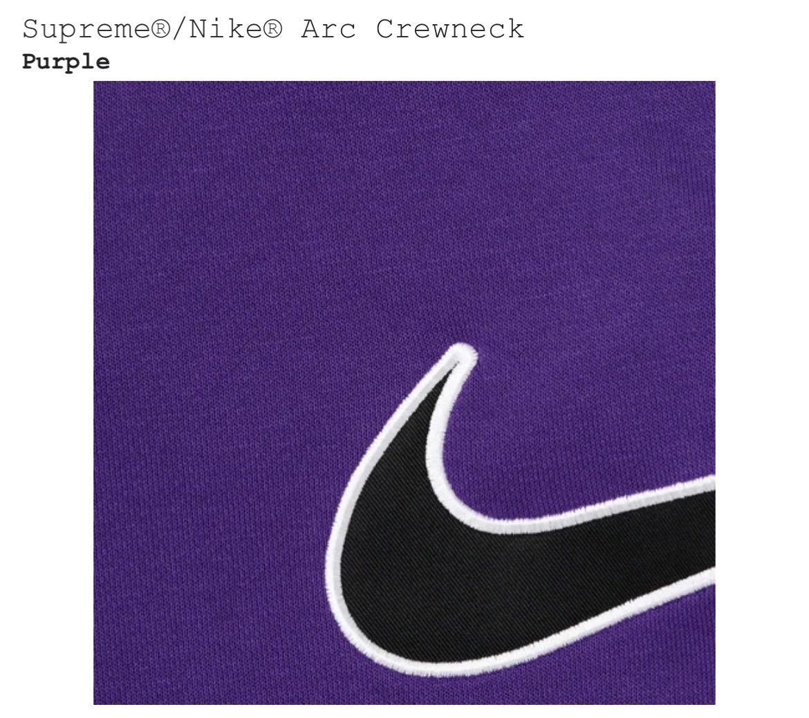 【即決】2022SS Supreme Nike Arc Crewneck purple Sサイズ シュプリーム ナイキ 紫 クルーネック 新品_画像2