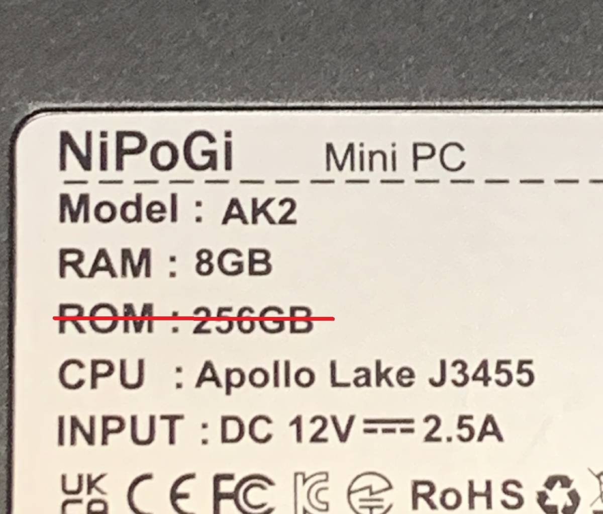 【訳有】NiPoGi Mini PC AK2 ストレージ無し / Celeron J3455 メモリ8GB Wifi有 VESA取付用金具 ACアダプター等付属_画像4