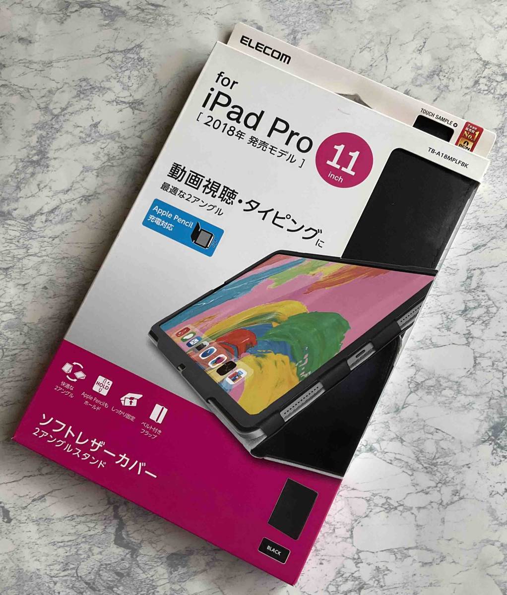 未開封品 Apple 11インチiPad Pro 第1世代 2018年モデル用 ケース ソフトレザーカバー ２アングルスタンド機能 黒 未開封品 TB-A18MPLFBK_画像1