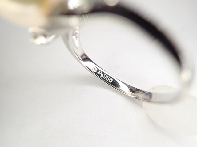 美品 ミキモト Pt950 真珠 パール約8.4mm ダイヤ10石 リング 指輪