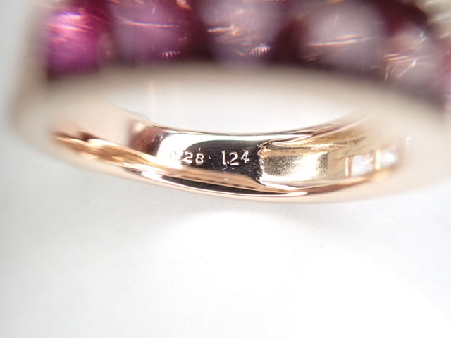美品 K18PG ピンクゴールド サファイア計1.24 ダイヤ リング 指輪