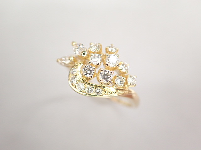 美品 ミキモト K18 ダイヤ計0.52ct デザイン リング 指輪