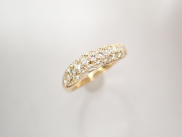 美品 ミキモト K18 ダイヤ計0.34ct デザイン リング 指輪