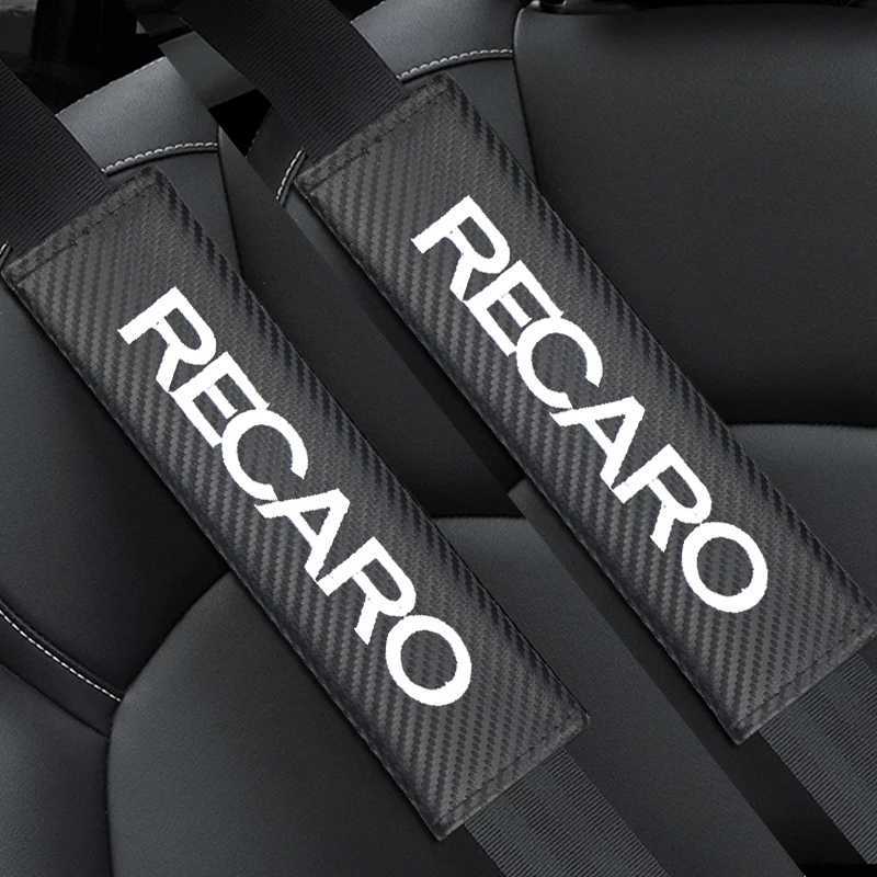 RECARO レカロ カーボン柄　シートベルトパッド シートベルトカバー ブラック×ホワイト　黒×白_画像1