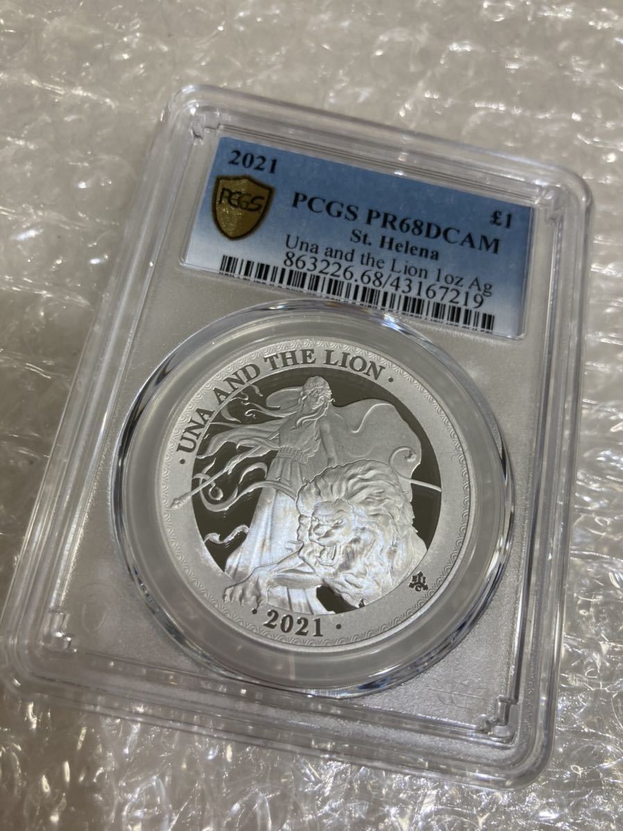 ウナとライオン PCGS PR68DCAM鑑定 2021年 イギリス領セントヘレナ