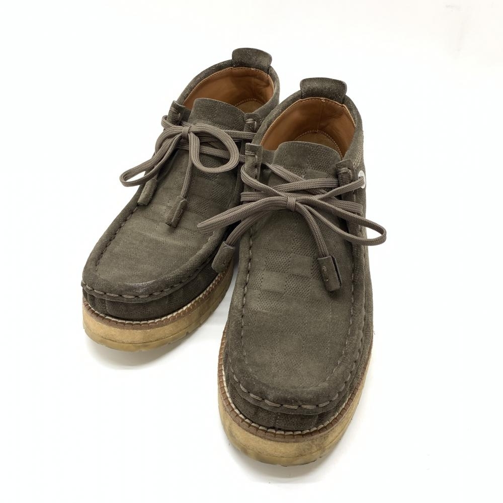 LOUIS VUITTON ルイヴィトン ダミエ ワラビー メンズ アンクルブーツ スウェード ブラウン 茶色 靴 サイズ7 約26.5cm スエード 管理RT22461