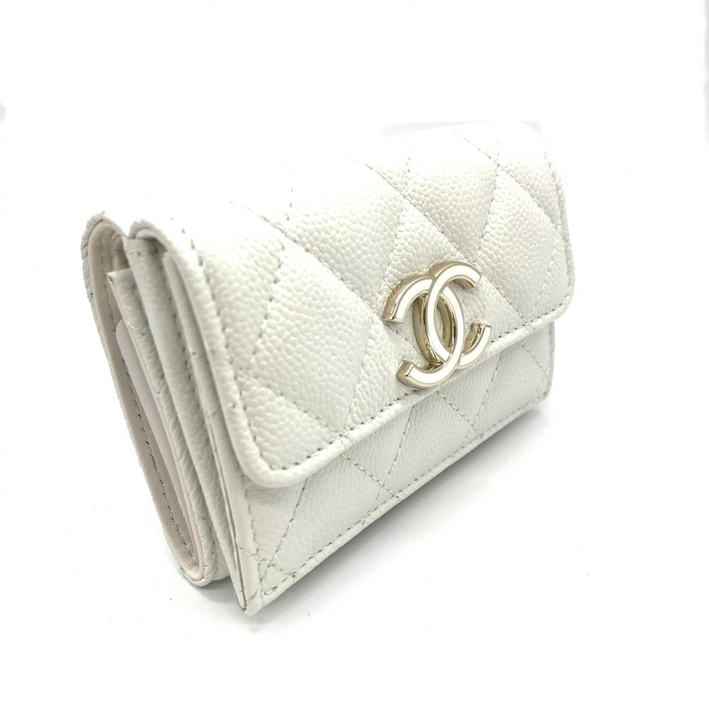 未使用 CHANEL シャネル AP1513 マトラッセ 3つ折り財布 キャビア