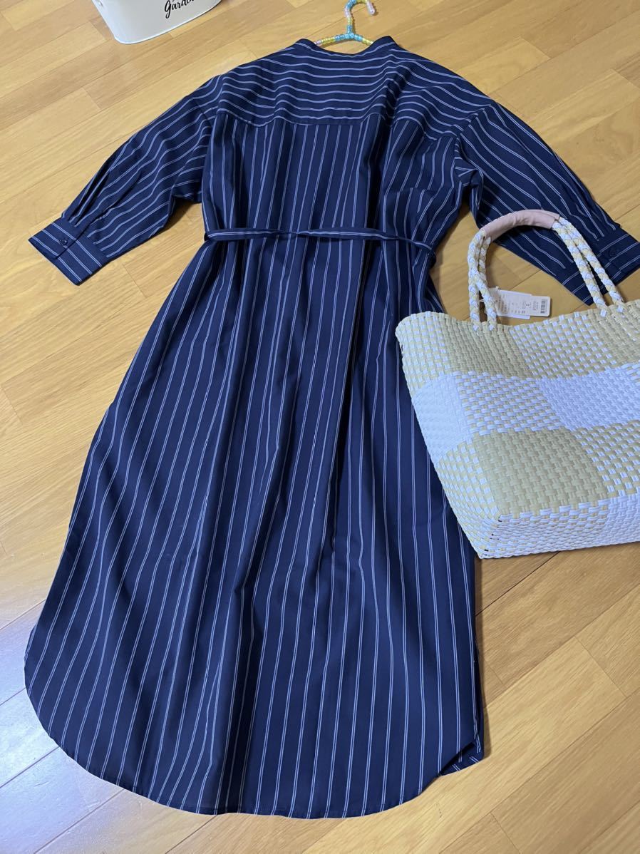流行に ヤエカ 紺×青 ストライプ ワンピース 10959.20円 ワンピース