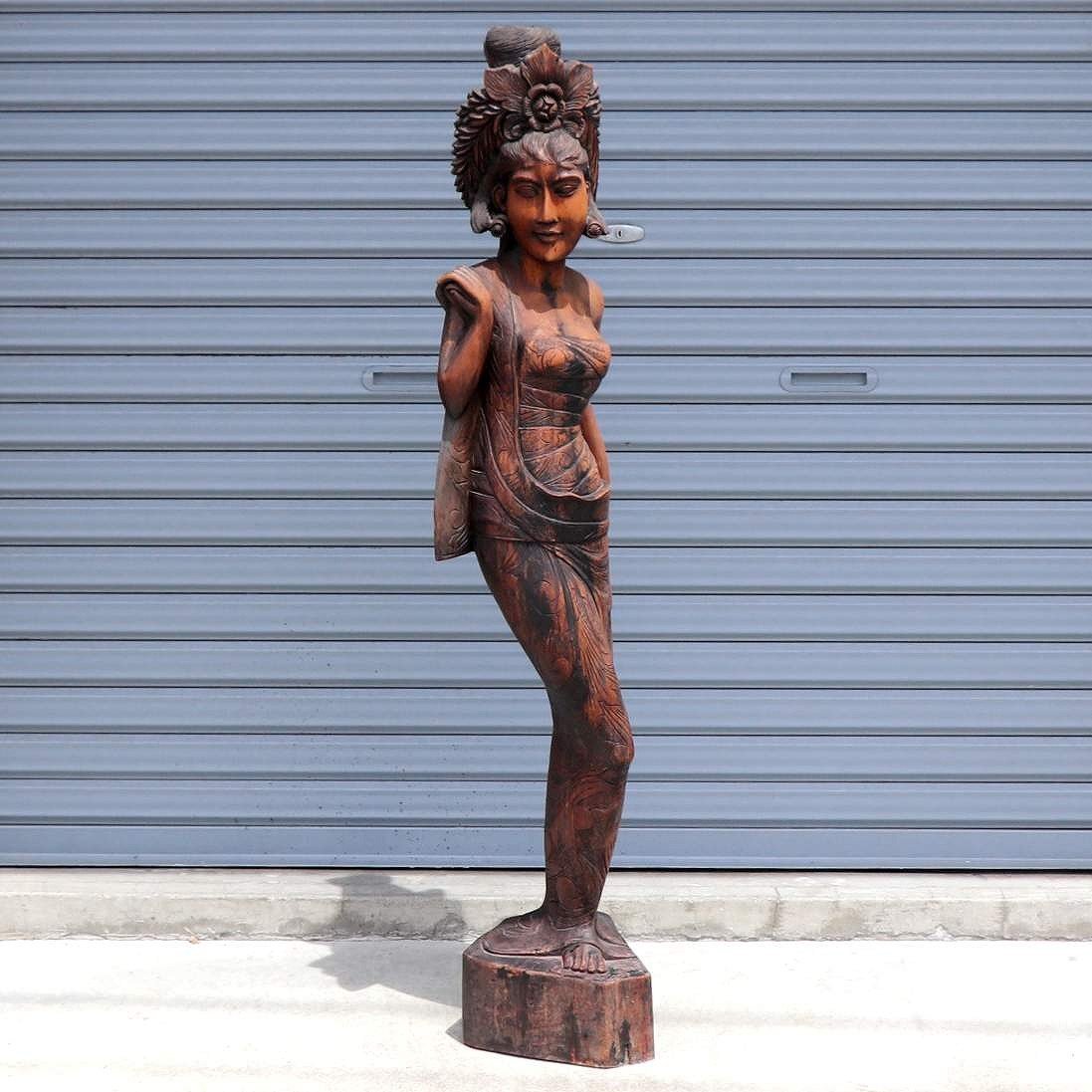 置物 アジアン 木彫女性像