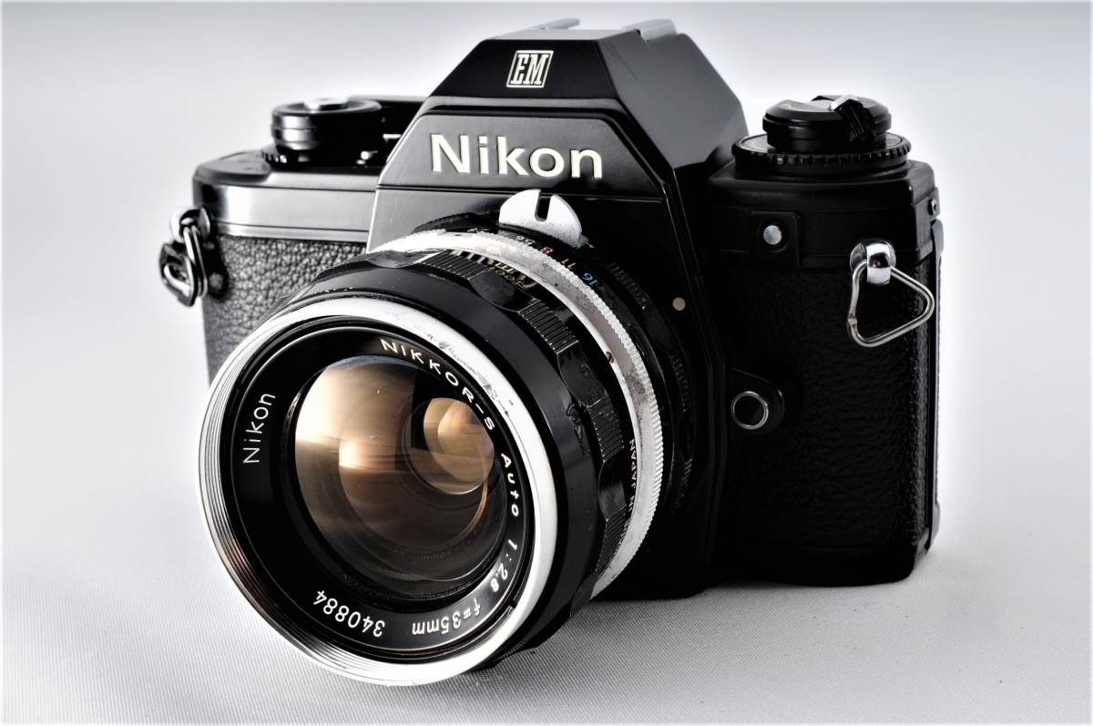 ニコン Nikon EM ブラック Nikkor-S Auto 35mm F2.8 ボディ レンズ