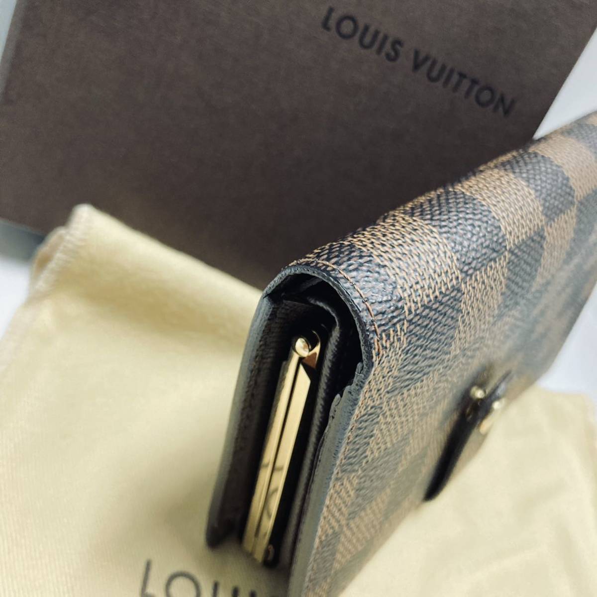 未使用 LOUIS VUITTON ルイヴィトン コンパクト 二つ折り 財布 ダミエ