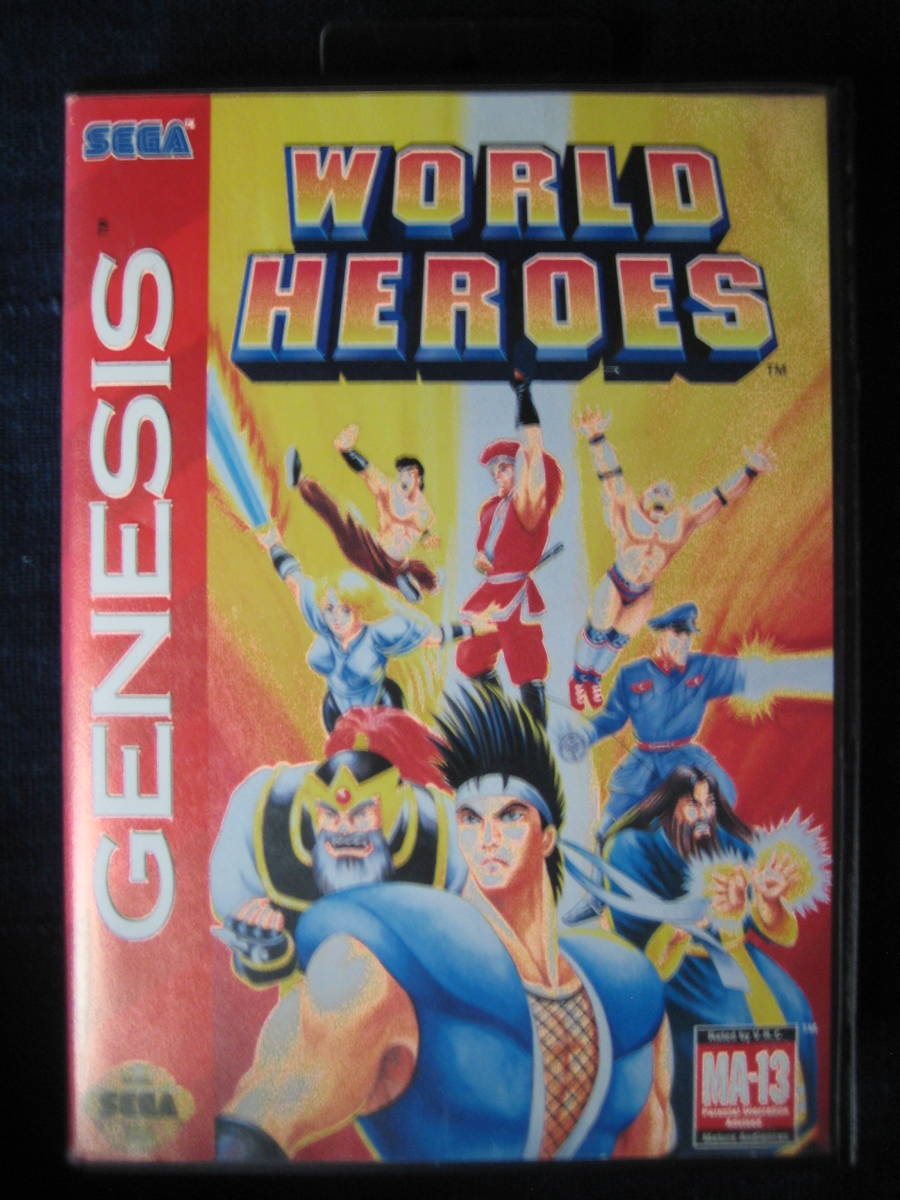 ジェネシス　WORLD HEROES　ワールドヒーローズ　genesis 　海外　 カセット　ソフト　箱付き　説明書有り
