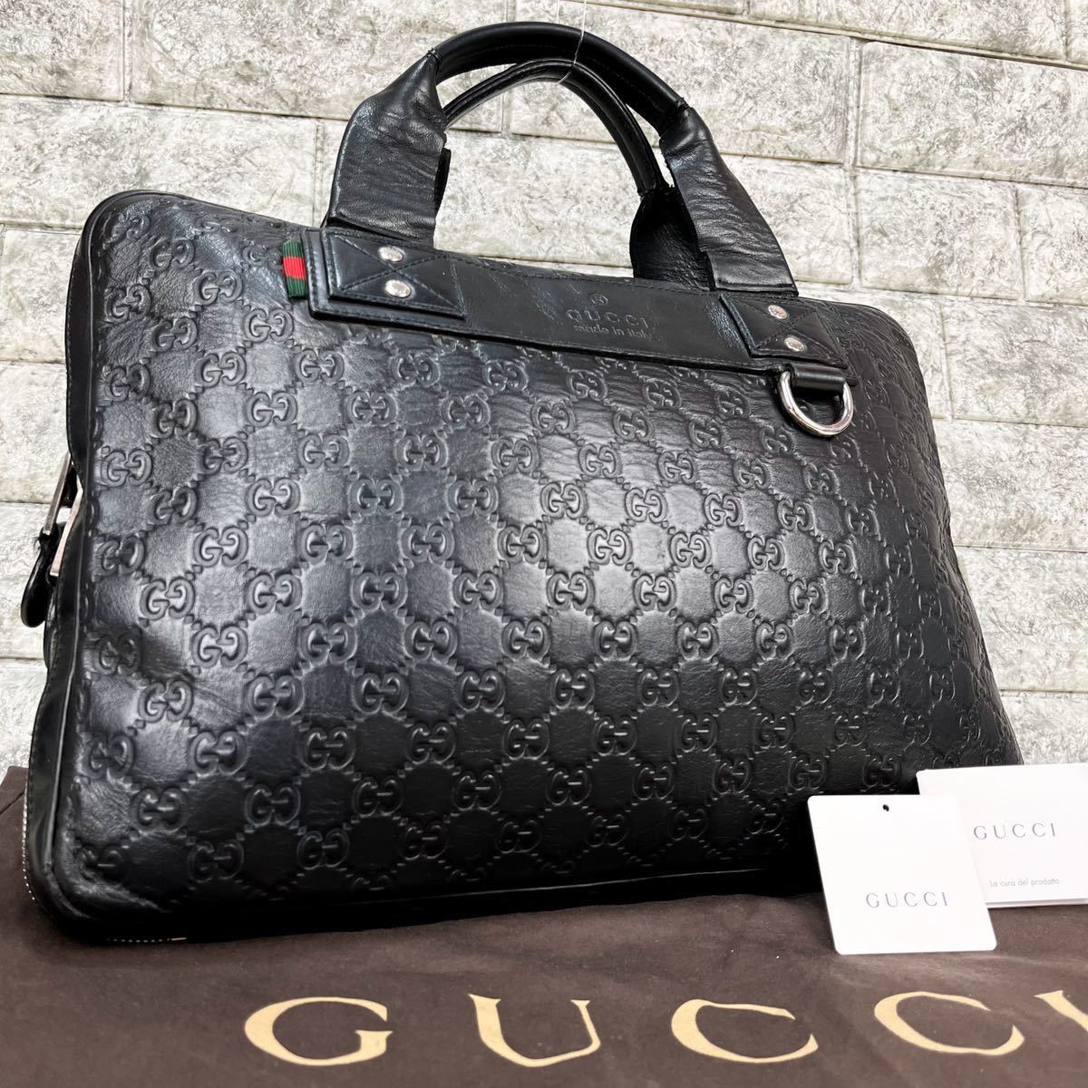 1円～【極美品】GUCCI グッチ ビジネスバッグ ブリーフケース シェリー