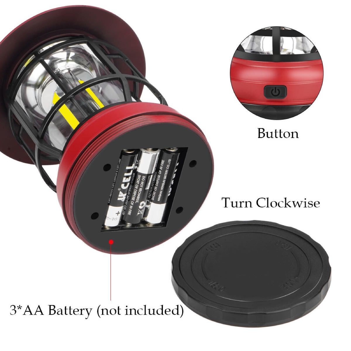 LEDランタン LED電池式(単三電池３本)　小型LEDランタン アウトドア キャンプ　レッド