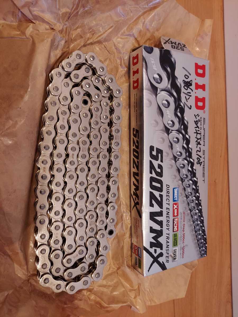新品未使用 DIDチェーン 520 ZVM-X 108リンク シルバー