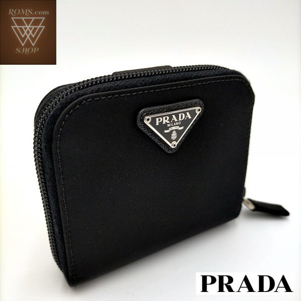 【正規品直輸入】小物PRADA】プラダ M522 二つ折り ラウンドファスナー 財布 黒 ブラック