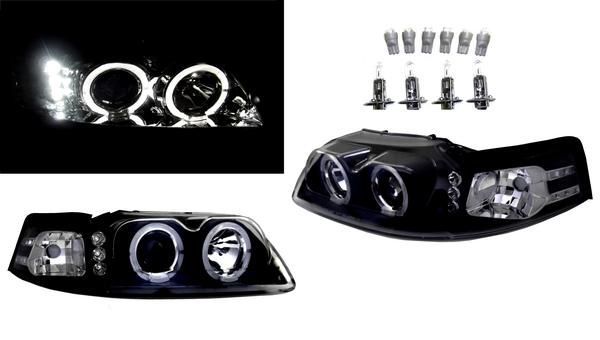 フォード マスタング 99y- ブラック LEDプロジェクター ヘッドランプ ヘッドライト アンバーリフレクター 送料無料_画像1