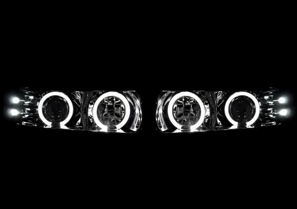  Chevrolet Tahoe Suburban silvered pick up LED lighting ring projector front head light left right set headlamp 
