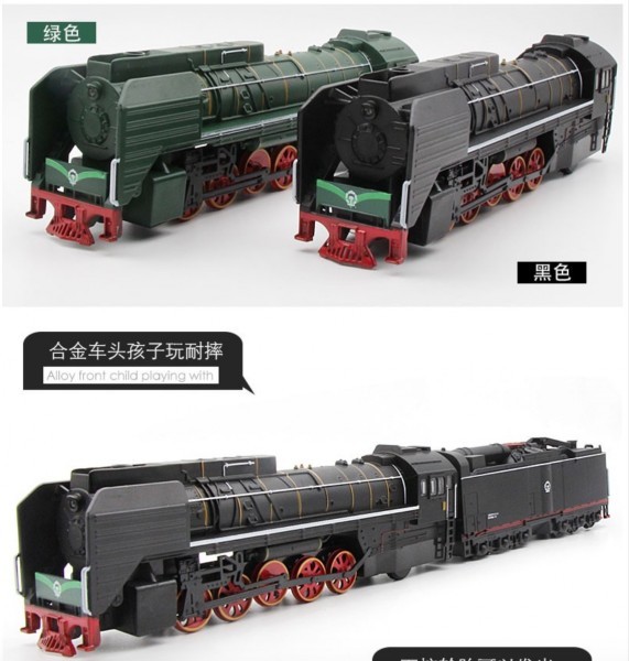 ◇レア模型！◇鉄道・汽車模型 ★中国鉄道・レトロ汽車「蒸気機関車」2両編成★！日本未発売品模型・可走！グリーン！　B147_画像1